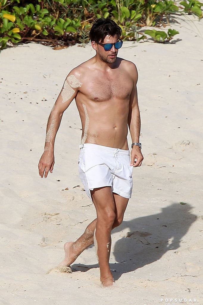 Johannes went shirtless during the couple's beach day. | Olivia Palermo ...