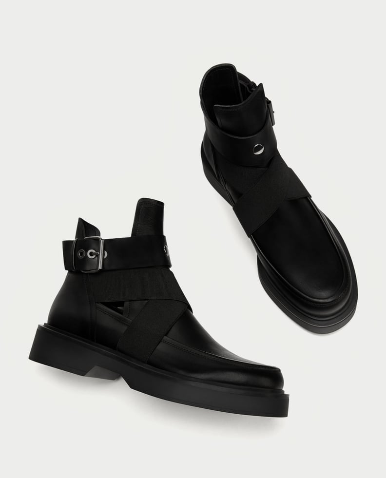 Zara Leather Ankle Boots With Openings