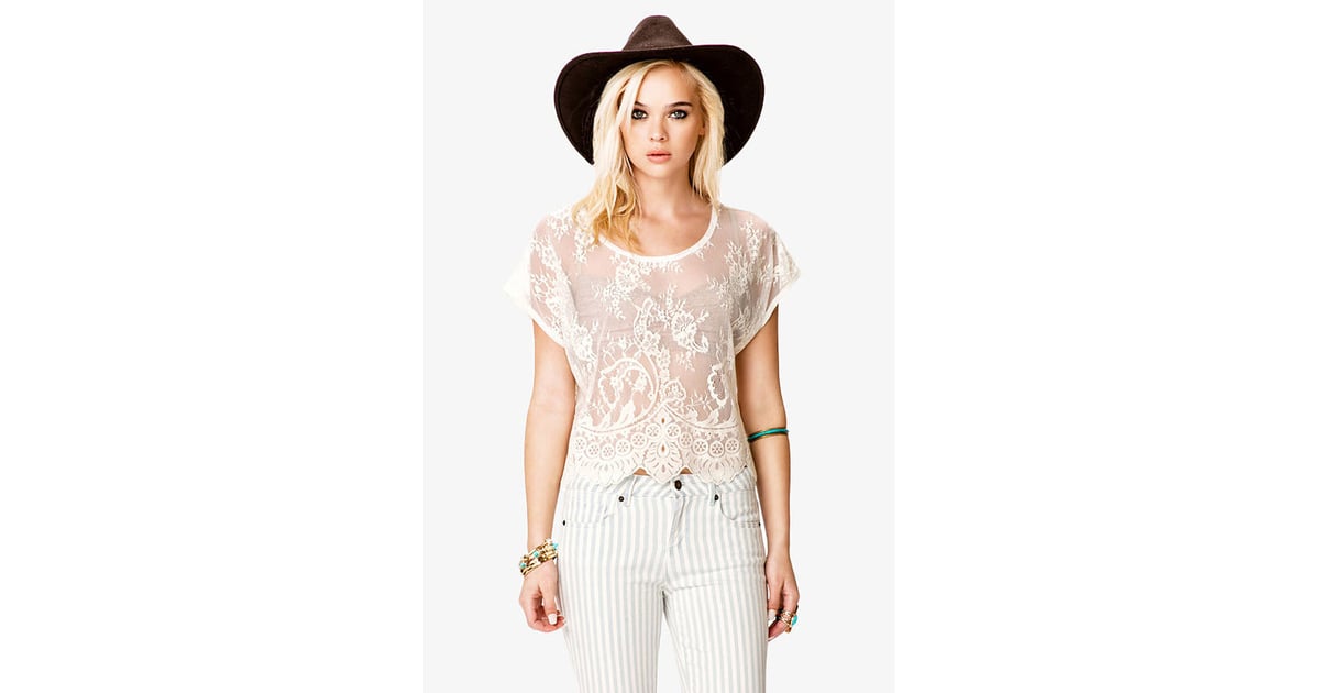 forever 21 white lace shirt