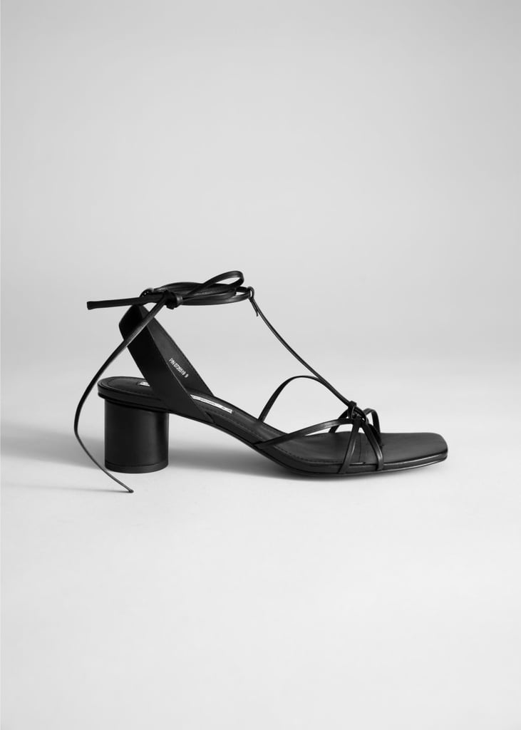& Other Stories Square Toe Lace Up Heeled Sandals