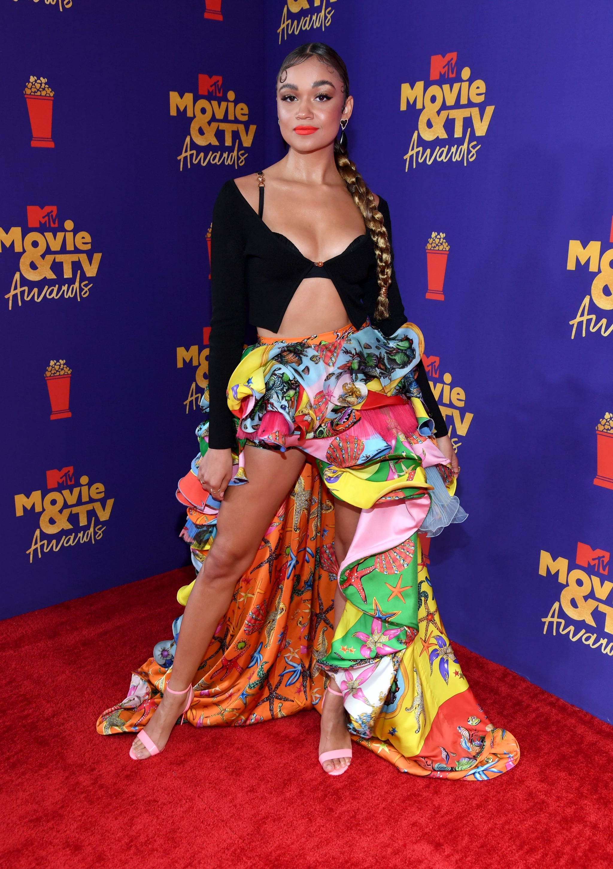Madison Bailey S Starfish Versace Skirt At The Mtv Awards Popsugar Fashion