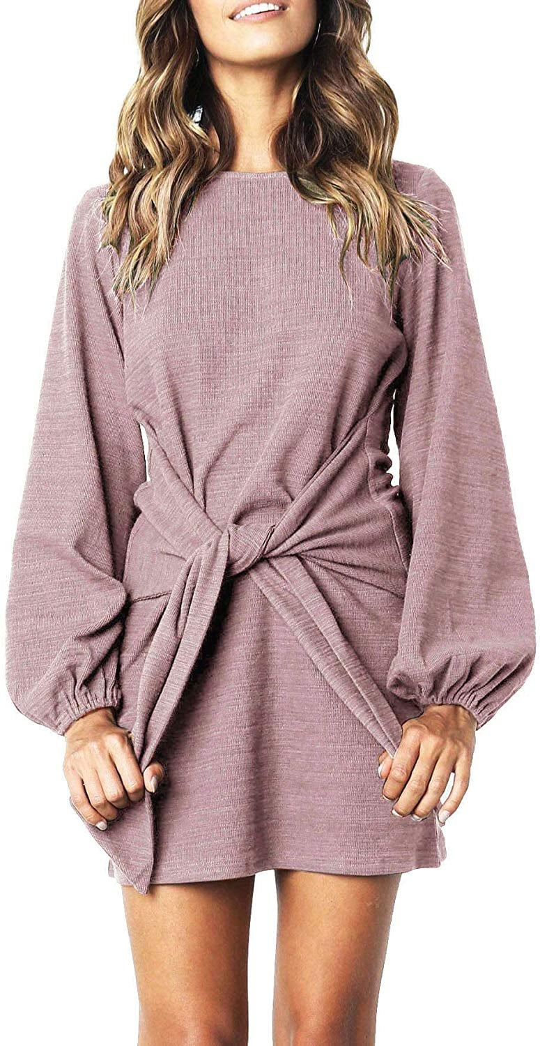 R.Vivimos Cotton Long-Sleeve Tie-Waist Sweater Dress