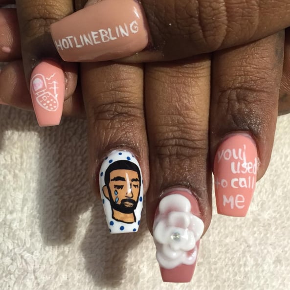 Drake Nail Art Popsugar Beauty