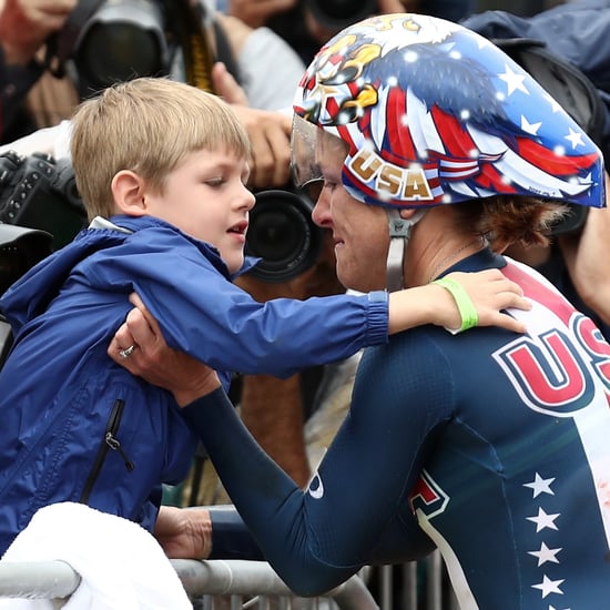 Kristin Armstrong Hugs Son After Winning Third Gold Medal