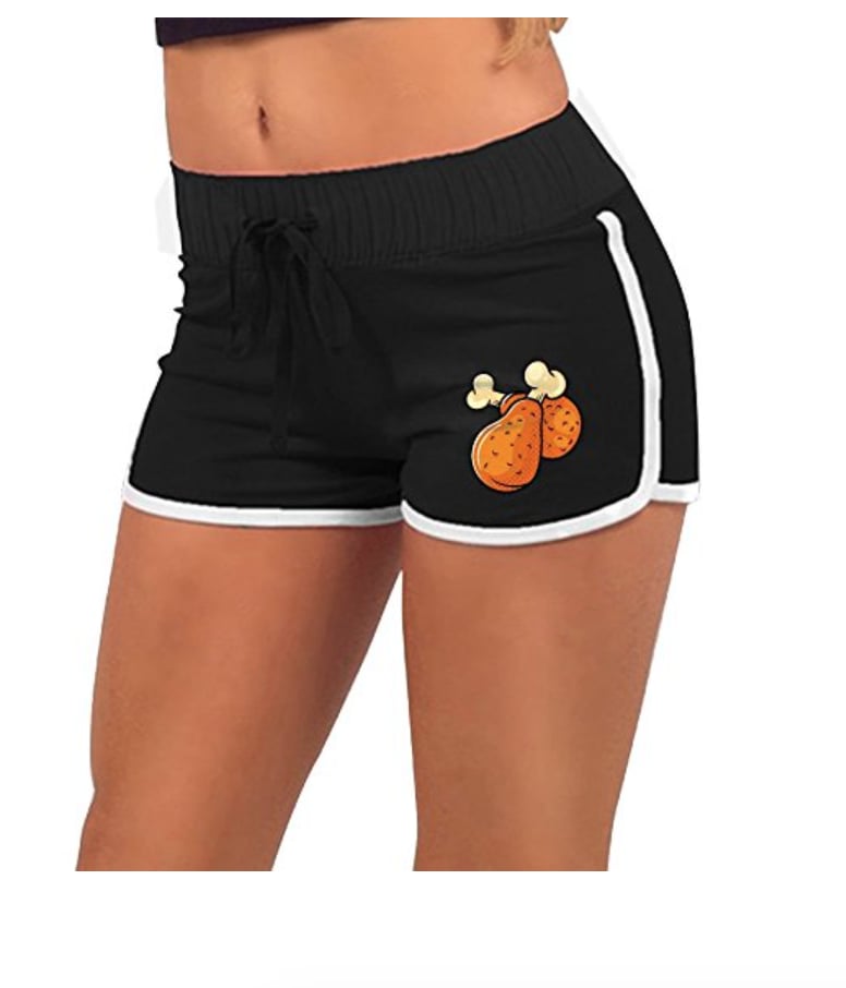 Fried Chicken Black Slim Gym Shorts FoodPrint Workout Clothes