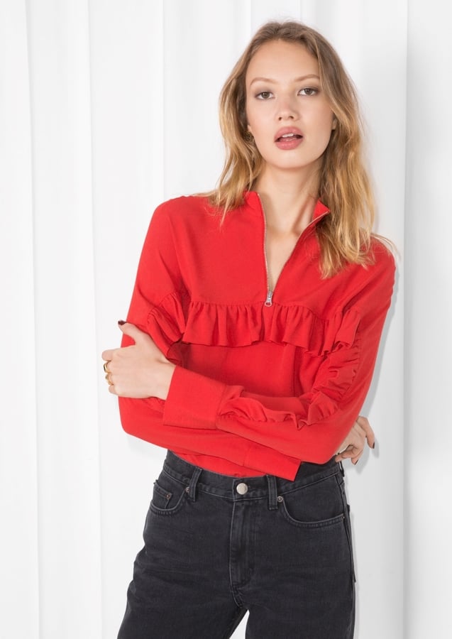 & Other Stories Frill Zip Blouse