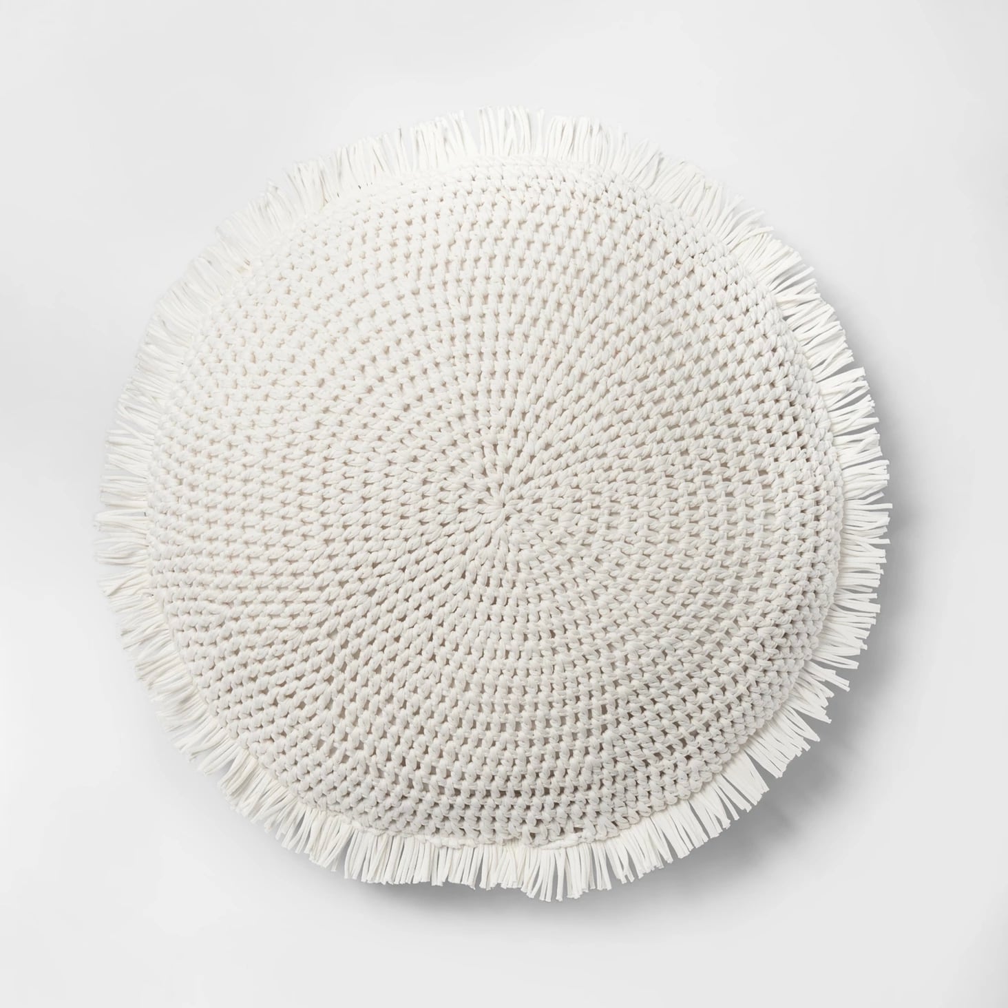 Get The Look Round Knit With Fringe Oversize Throw Pillow
