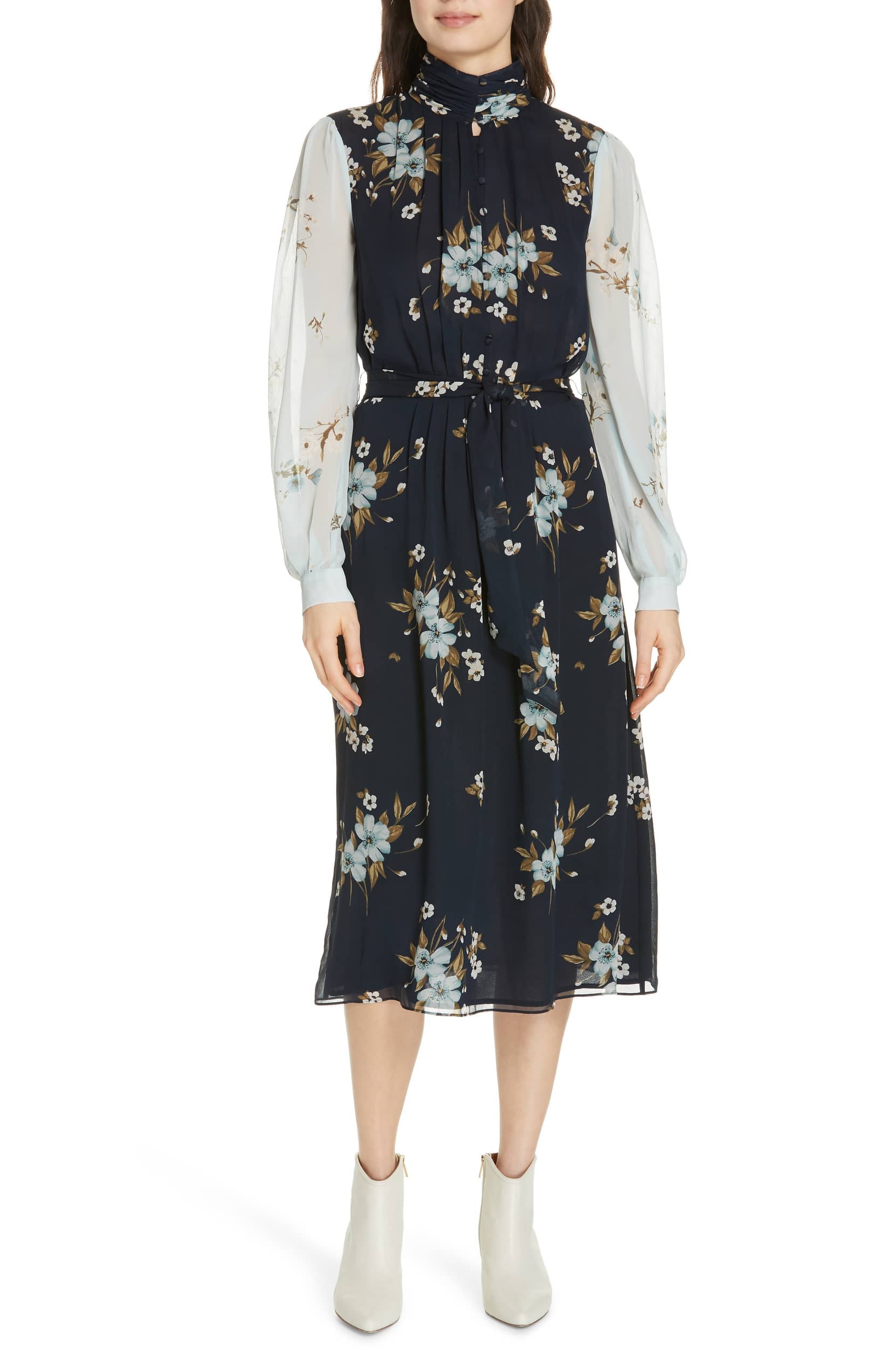 high neck work dress