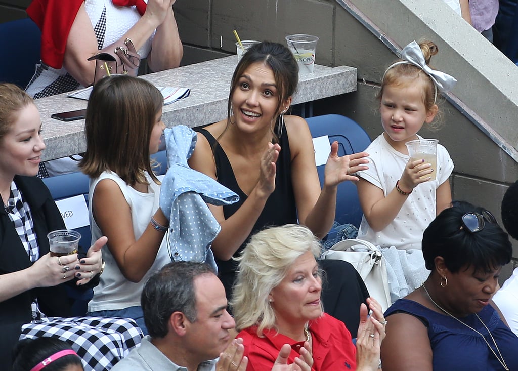 Jessica Alba and Her Daughters at US Open September 2016