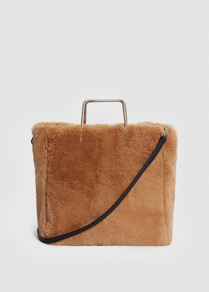 Mango Metallic Handle Faux-Fur Bag