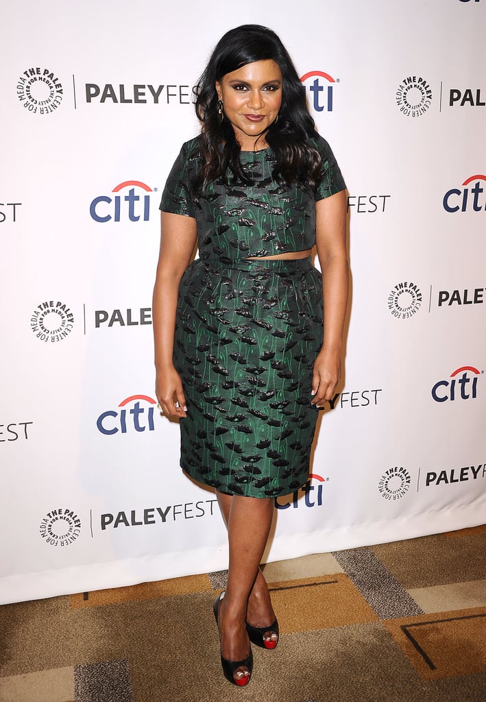 Kaling showed just a hint of skin in a Topshop crop top and skirt set at PaleyFest in March 2014.