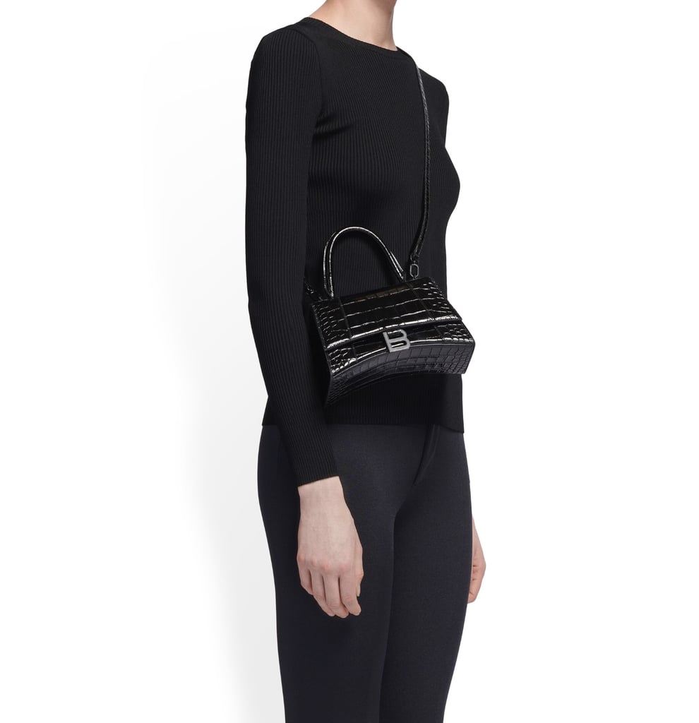Balenciaga XS Hourglass Croc Embossed Bag