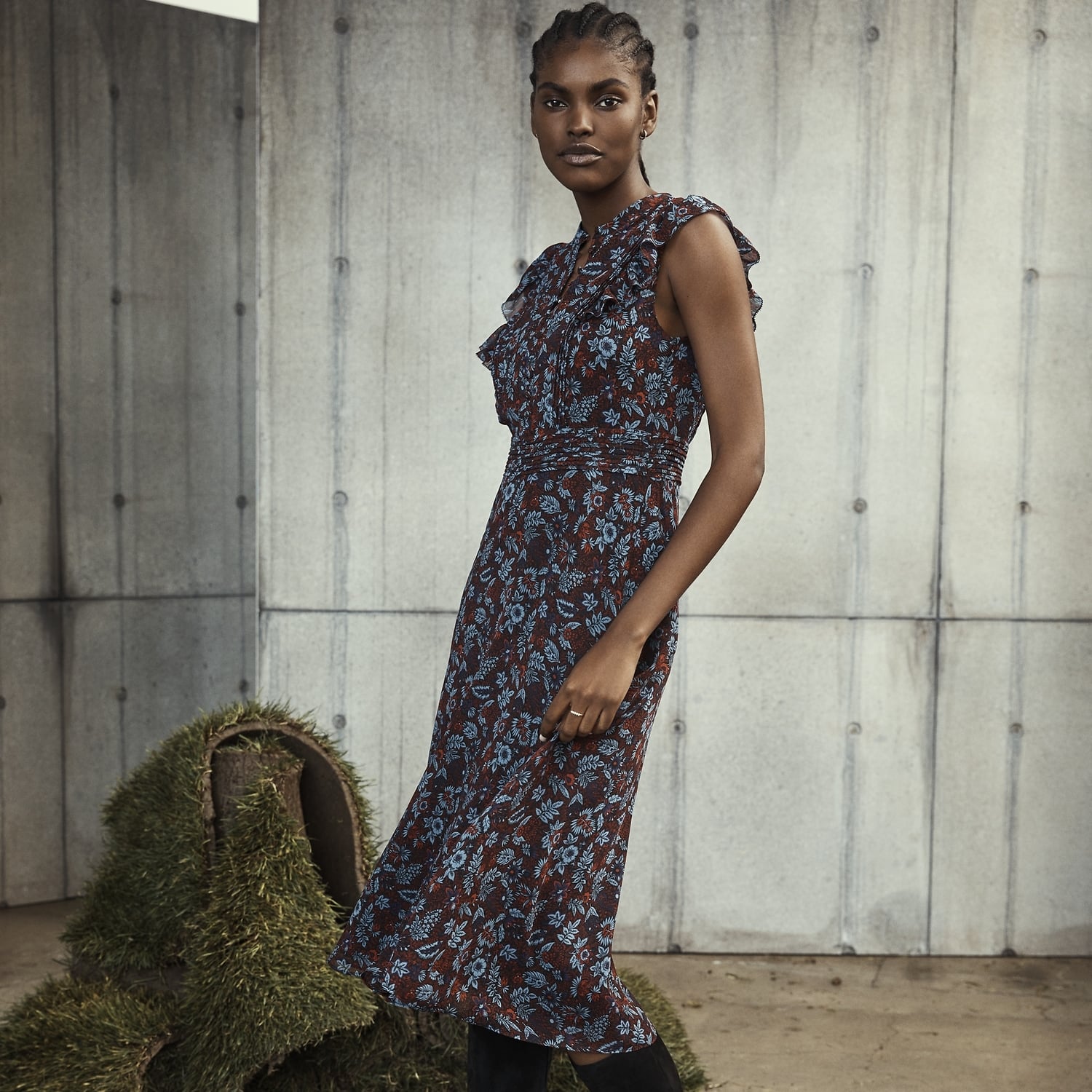 banana republic blue floral wrap dress