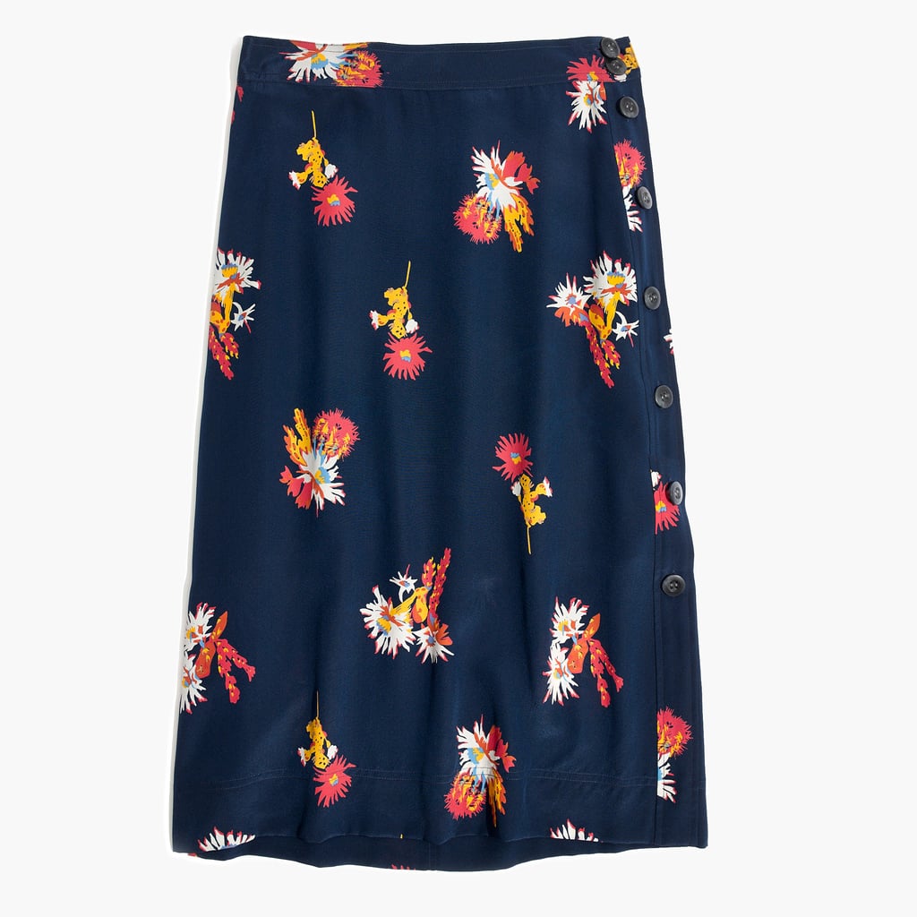 Madewell Silk Side-Button Skirt in Cactus Flower ($98)