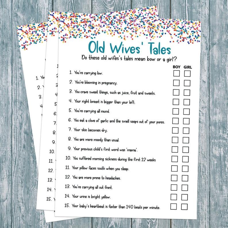 Old Wives' Tale Baby Shower Game