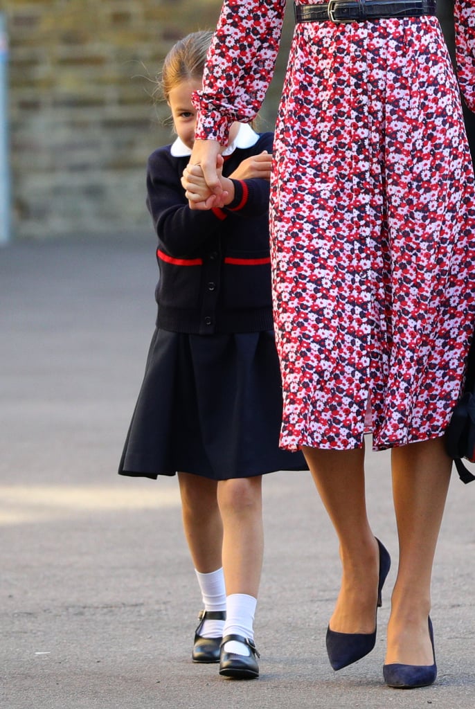 Princess Charlotte Hiding Behind Kate Middleton at School