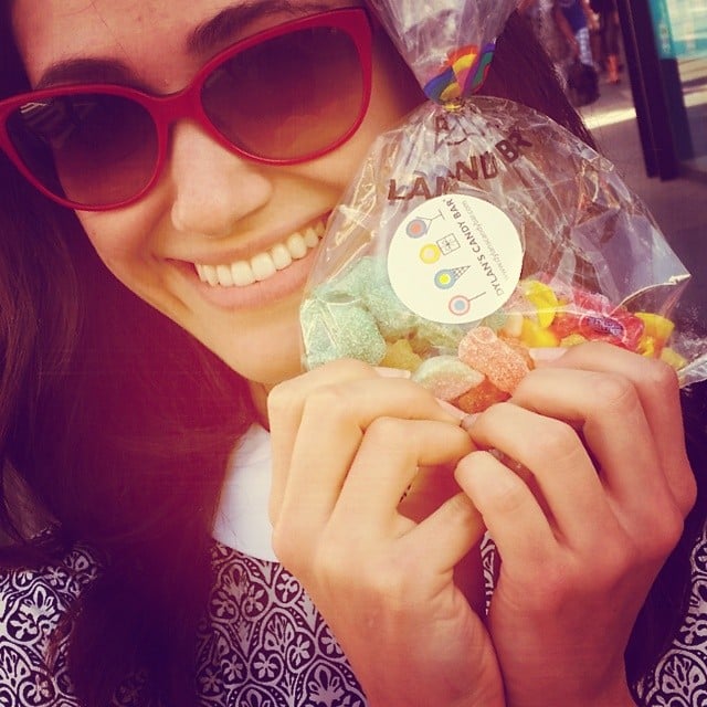 Emmy Rossum showed her sweet support for the #100HappyDays challenge, taking a selfie with Dylan's Candy Bar treats. "This is happiness," she wrote in the caption.
Source: Instagram user emmyrossum