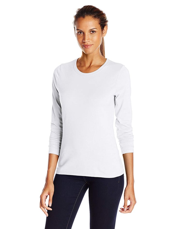 Hanes Long-Sleeved Tee | Best Plain Comfortable White T-Shirt for Women ...