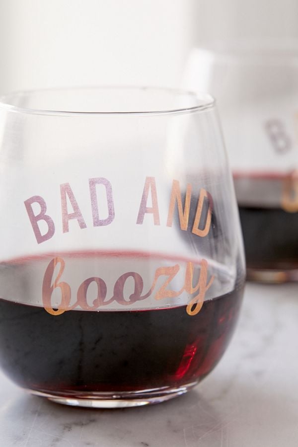 Bad + Boozy Stemless Wine Glass