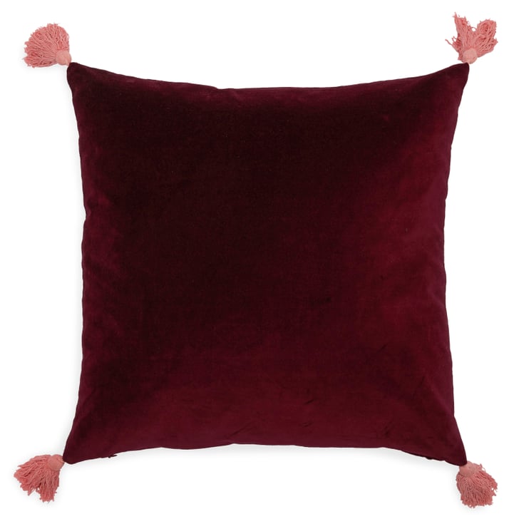 Velvet Decorative Throw Pillow with Tassels Drew Barrymore Flower
