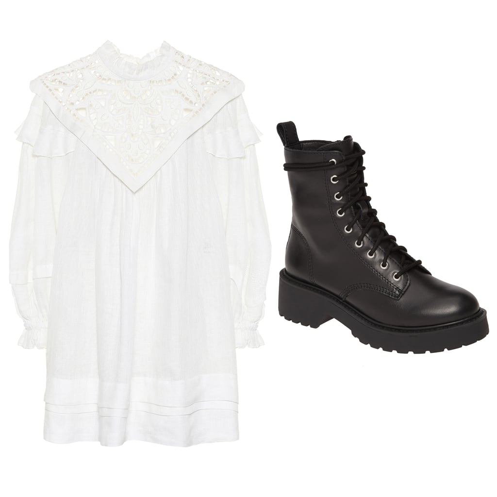 Isabel Marant Galia Linen Minidress + Steve Madden Tornado Combat Boots