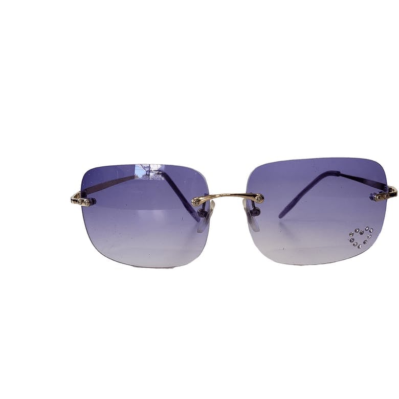 Square Purple Sunglasses With Jewelled Heart