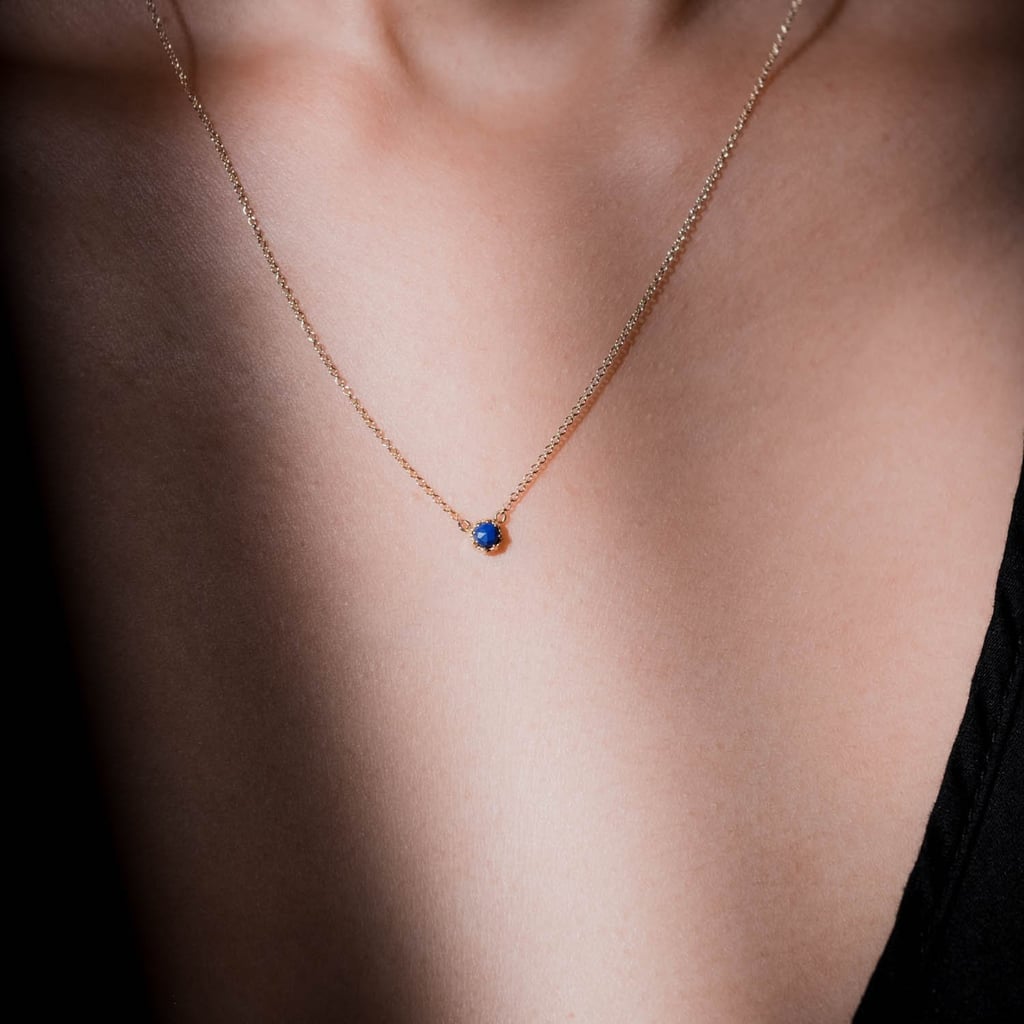 Grace Lee Petite Crown Bezel Lapis Necklace