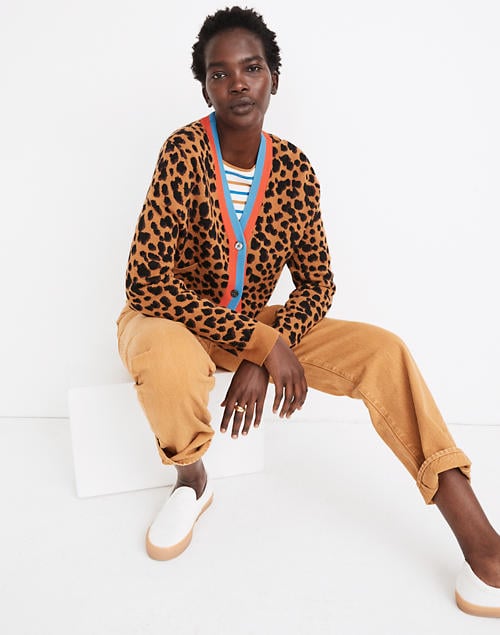 Madewell x Kule Leopard Sinclair Crop Cardigan Sweater