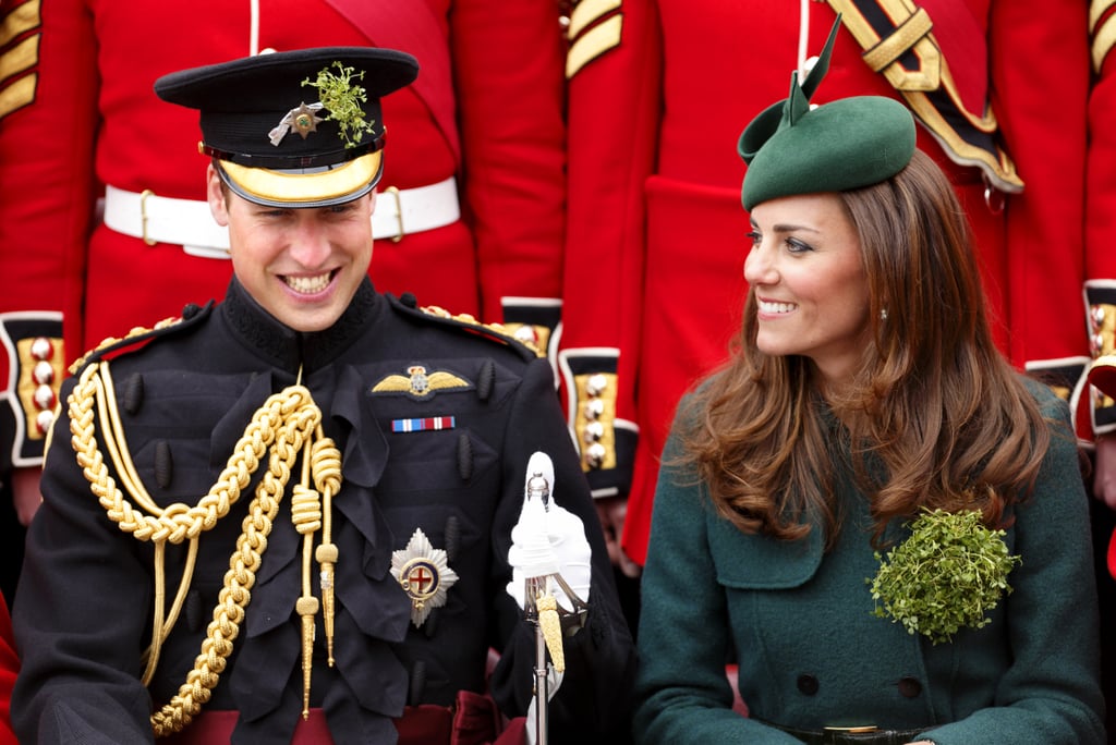 The Duke and Duchess of Cambridge shared a sweet moment during the St. Patrick's Day Parade in Aldershot, England, in March.