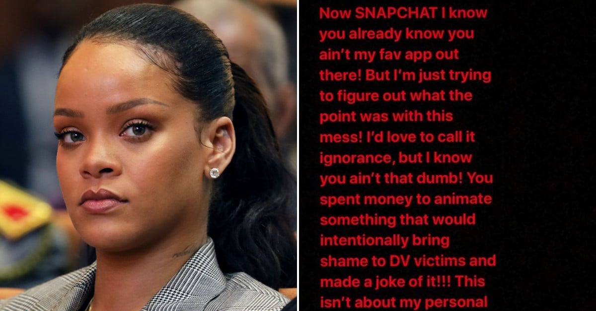 Rihanna Responds To Snapchat Ad With Chris Brown Popsugar Celebrity