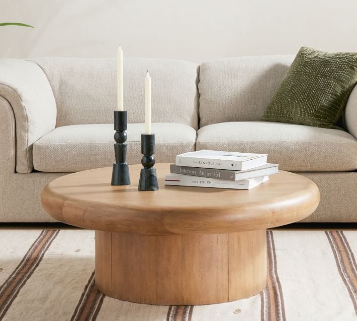 Solid wood deals coffee table round