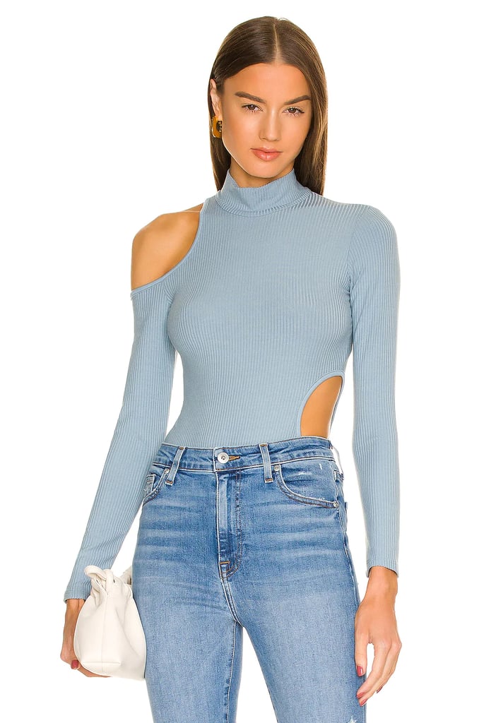 A Sexy Cutout Top: Jonathan Simkhai Standard Asuka Shaping Rib Long Sleeve Mock Neck Bodysuit