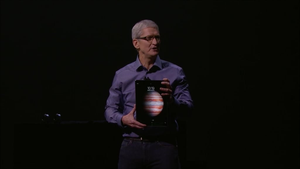 When Tim Cook, Apple CEO, first walked on stage with the iPad Pro.