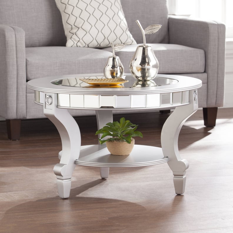 Southern Enterprises Ladislas Glam Mirrored Round Coffee Table