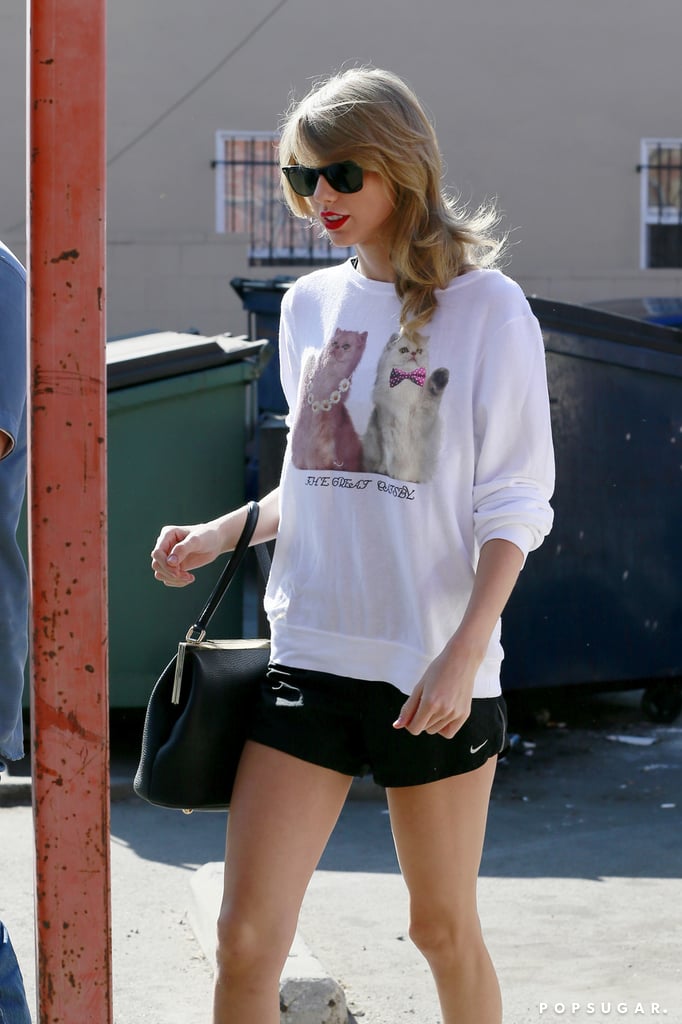 Taylor Swift Wearing a Cat Sweater