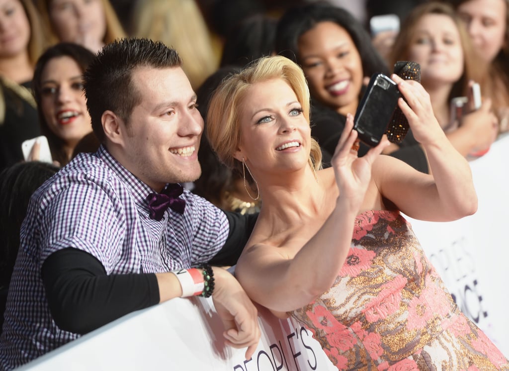 Melissa Joan Hart held the camera for a fan selfie.