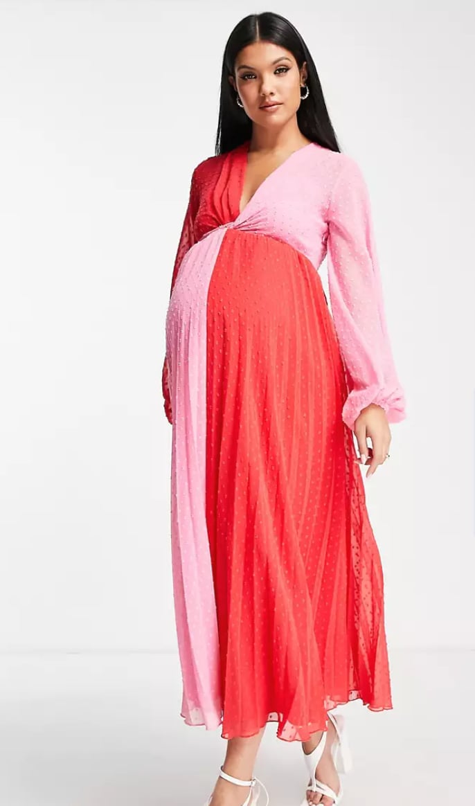 Color Block Maternity Wedding Guest Dress