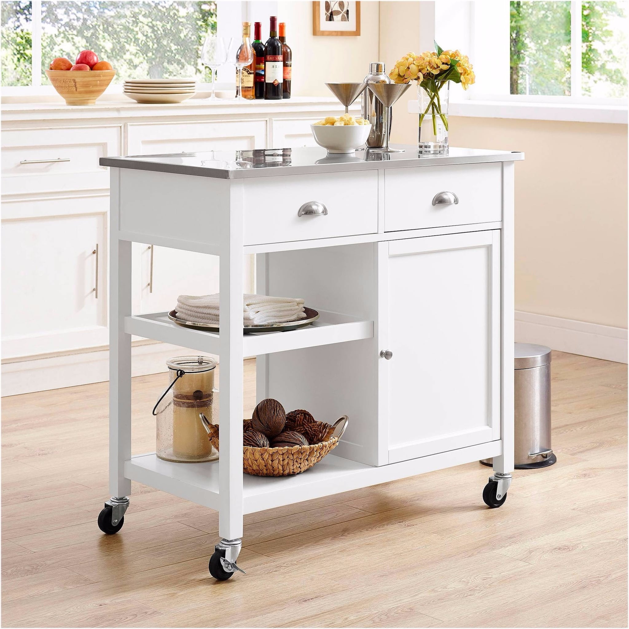 Latitude Run Emblyn Storage Kitchen Island Granite Wayfair