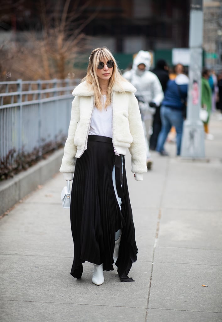 Winter Outfit Idea: A Cozy White Jacket and Long Skirt