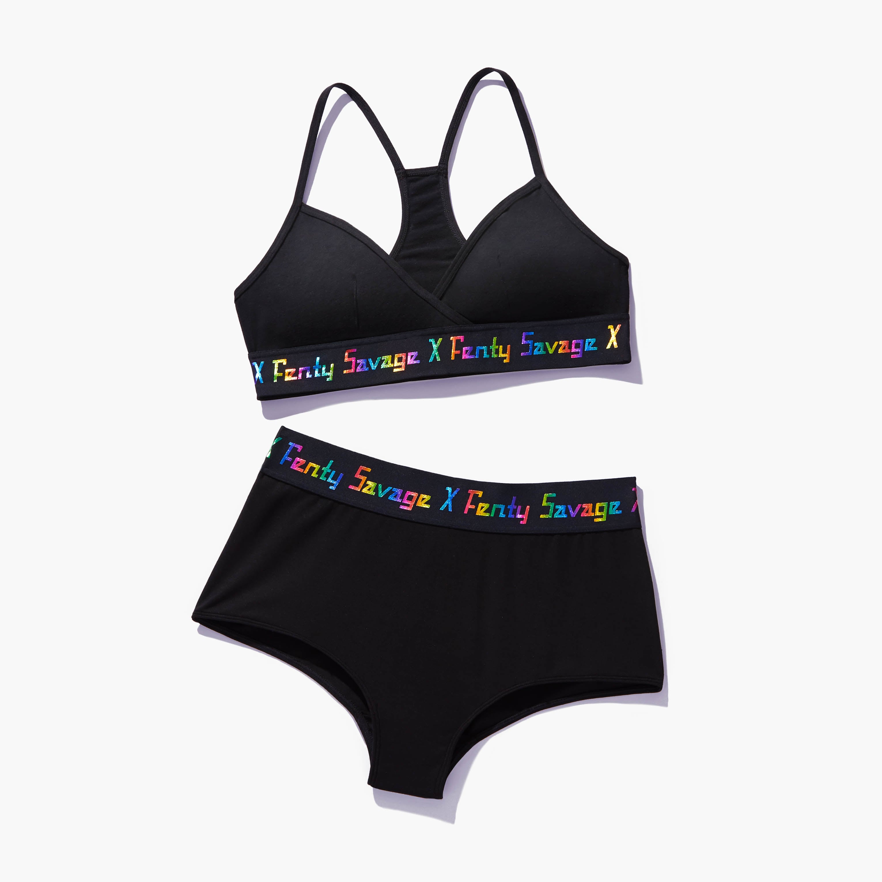 Savage X Fenty, Women's, Missy Forever Savage Bodysuit with Rainbow Logo,  Black Caviar/Party Foil, XS at  Women's Clothing store
