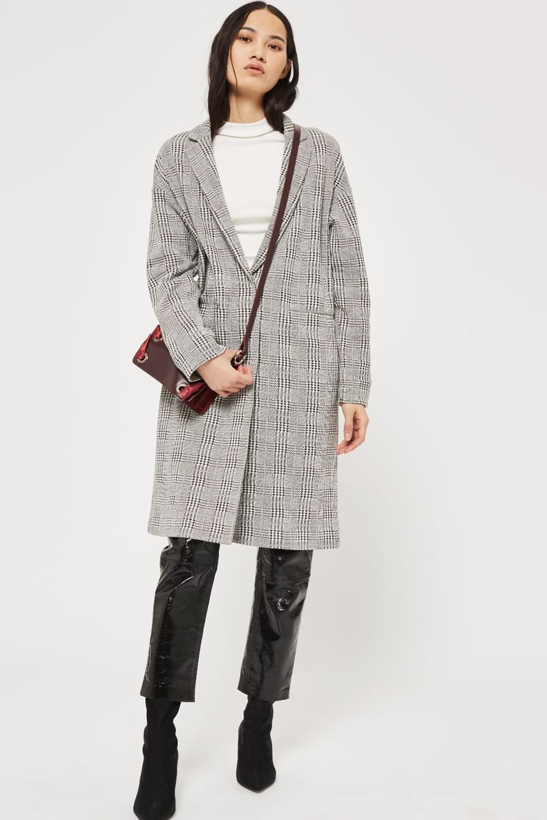 Topshop Checked Jersey Chuck On Coat