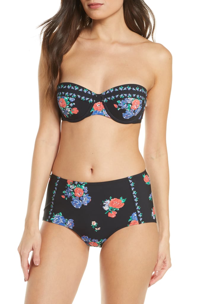 Tory Burch Underwire Bandeau Bikini Top and High Waist Floral Bikini Bottoms