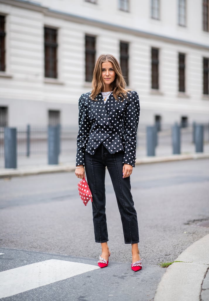 Polka dot blazer outfit clearance