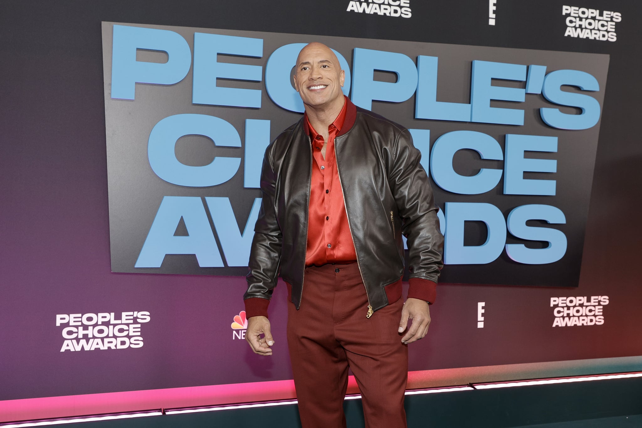 SANTA MONICA, CALIFORNIA - DECEMBER 07: Dwayne Johnson attends the 47th Annual People's Choice Awards at Barker Hangar on December 07, 2021 in Santa Monica, California. (Photo by Amy Sussman/Getty Images,)