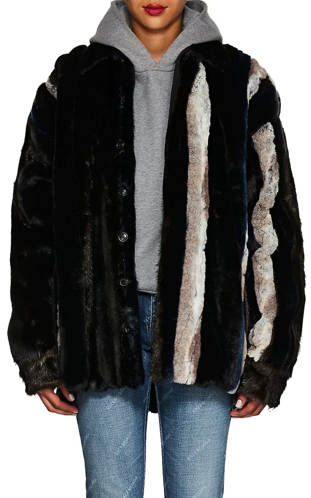 Y/Project Striped Faux-Fur Jacket
