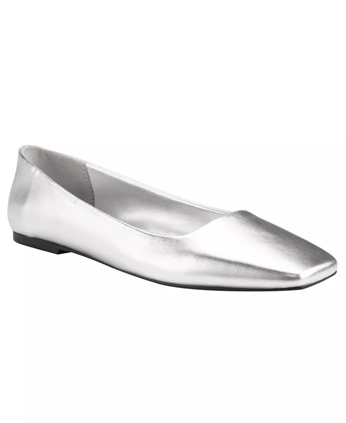 Silver Ballet Flats