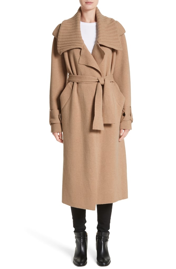 Burberry Piota Wool Blend Knit Trench Coat