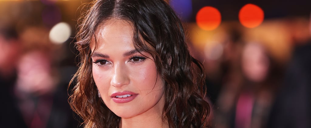 Lily James Wows in Green Miu Miu Dress and Wet-Look Hair