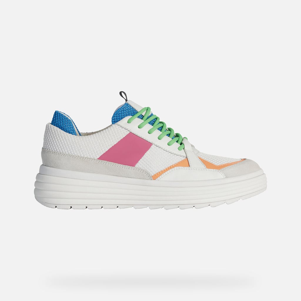 Geox Phaolae Woman White And Fluofuchsia Sneakers