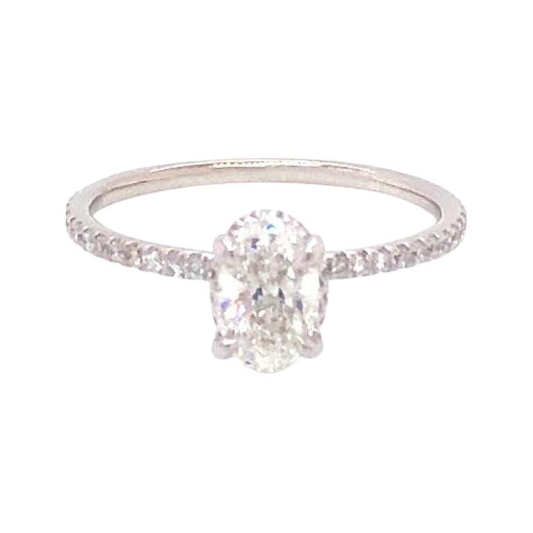 Oval Engagement Ring on Pavé Band